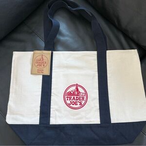 Trader Joe's Navy and White Tote Bag